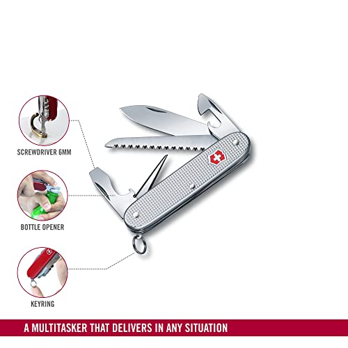 Canivete Victorinox Pioneer Farmer Alox, Prata, 9 funções
