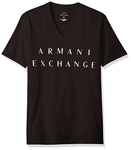 Armani Exchange A|x Men's Basic Logo V Neck Tee, Black, X-Large