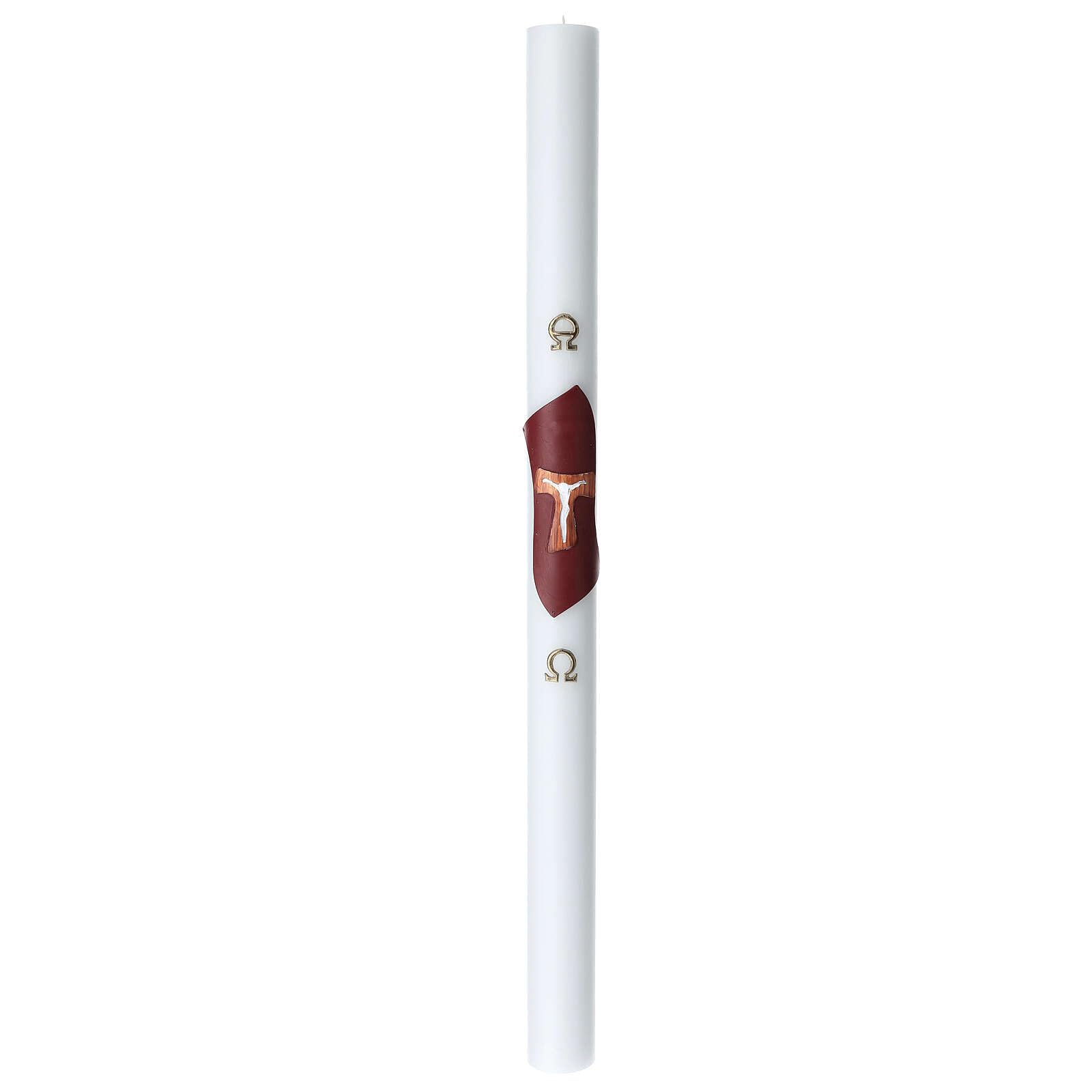 White Paschal Candle with Wood-Finish Tau on Purple blackground 3.15x47.25 in