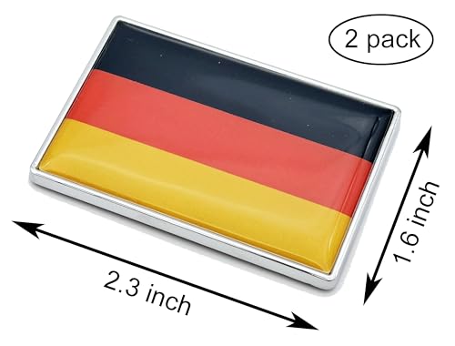 Image of 2 Pcs 3D Germany German Flag Metal Car Stickers Chrome Decals,2.3 x 1.6 Inch Metal Truck Stickers,Patriotic Car Motorcycle Emblem.