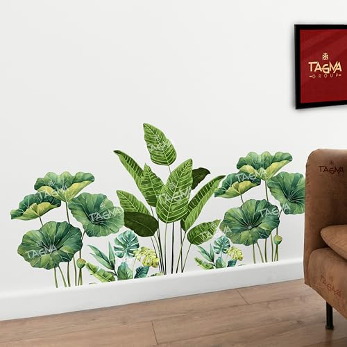 Premium Tropical Wall Stickers – Large Green Monstera & Banana Palm Leaves, Waterproof Vinyl Wall Decals, 36x18 Inch, Fade-Resistant Home Decor