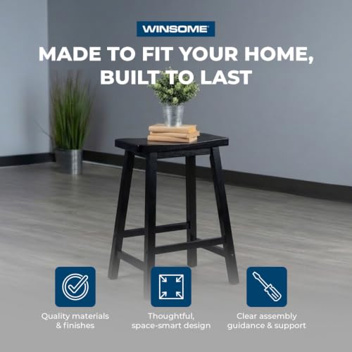 Image of Winsome Satori Saddle Seat Counter Stool, Black, 24 inch