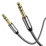 [1M]Cable 6.35 de Audio Estéreo, POSUGEAR Nylon Trenzado 6.35 mm 1/4 Macho a Macho Jack TRS Instrumento Cable para Guitarra/Bajo/Teclado Profesional - 1M