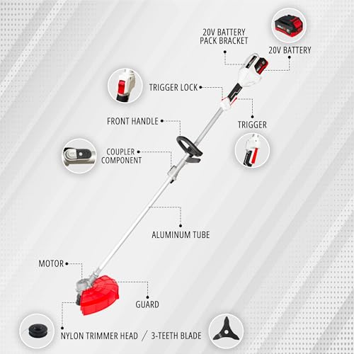Image of IBELL BB20-30 Cordless Trimmer /Brush Cutter /Grass Cutter 20V BLDC Motor 6000 RPM,4.0Ah Battery & Fast Charger,Blade & Trimmer Head,for Garden, Lawn, Yard,Lightweight Tool- 6 Months Warranty