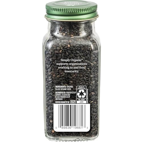 Simply Organic Black Whole Sesame Seed, 2.82-Ounce Jar, Pure, Organic, Un-Hulled, Crunchy, Nutty Umami Flavor, Toasty & Smoky - Thumbnail 3