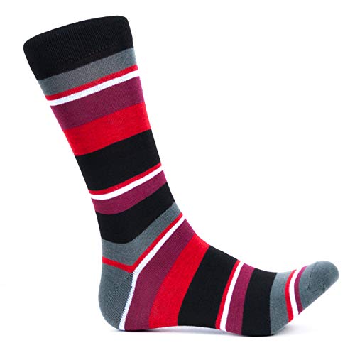 Melvado Mens Dress Socks 4 Pack, Cotton Rich Colorful Patterned Striped Dress Socks4