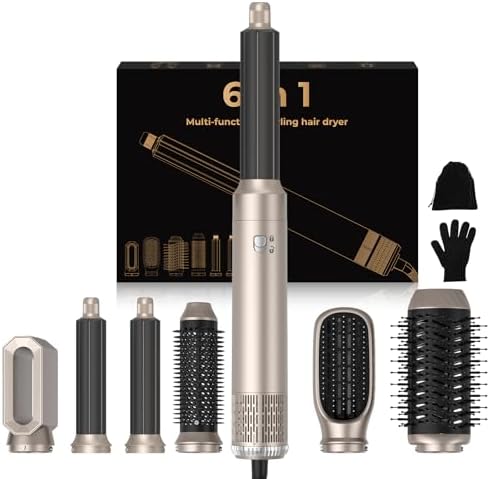 Hair Dryer Brush Hair Dryer Brush 6 in 1, 1000w Hair Dryer Multi Air Styler, Air Curler Curling Iron,3 Temperature Controls for Drying, Curling, Straightening, Styling Your Hair