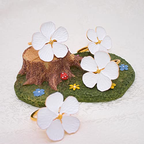 Xiadunai XIADUNAI-NR4 Elegant White Flower Napkin Rings Set Of 4 thumb #8