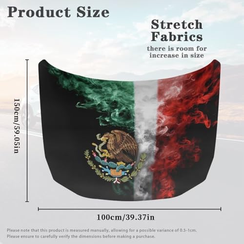 Image of Renewold Mexican Flag Pattern, Car Hood Cover Protector,Vehicle Hood Wrap Blanket, Women Men Automotive Exterior Accessories, Auto Decor for Outdoor Indoor, Birthday Festival Party