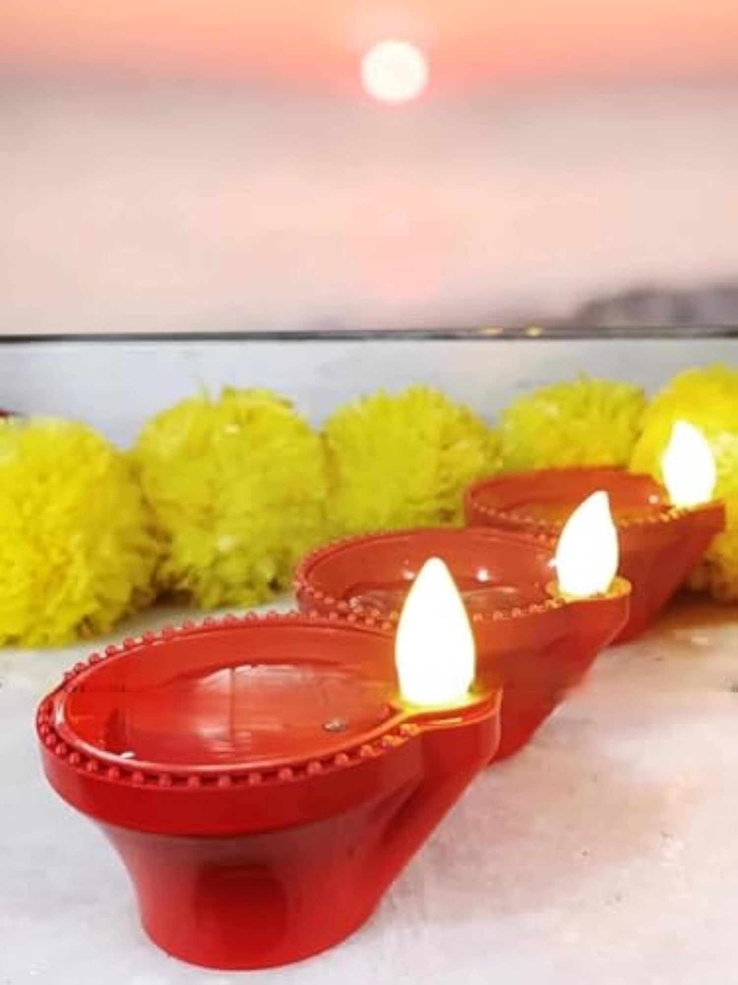 Water Sensor Diya for Home Decoration - 6 Pcs LED Lights