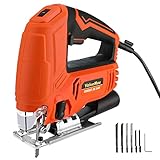 ValueMax Jig Saw, 5.0AMP Corded Electric Jigsaw with 6 Variable Speeds, 4-Position Orbital Setting, ±45° Bevel, Dust Blower and 6Pc Blades, Jigsaw Tool Kit for Wood, Metal and Plastic Cutting