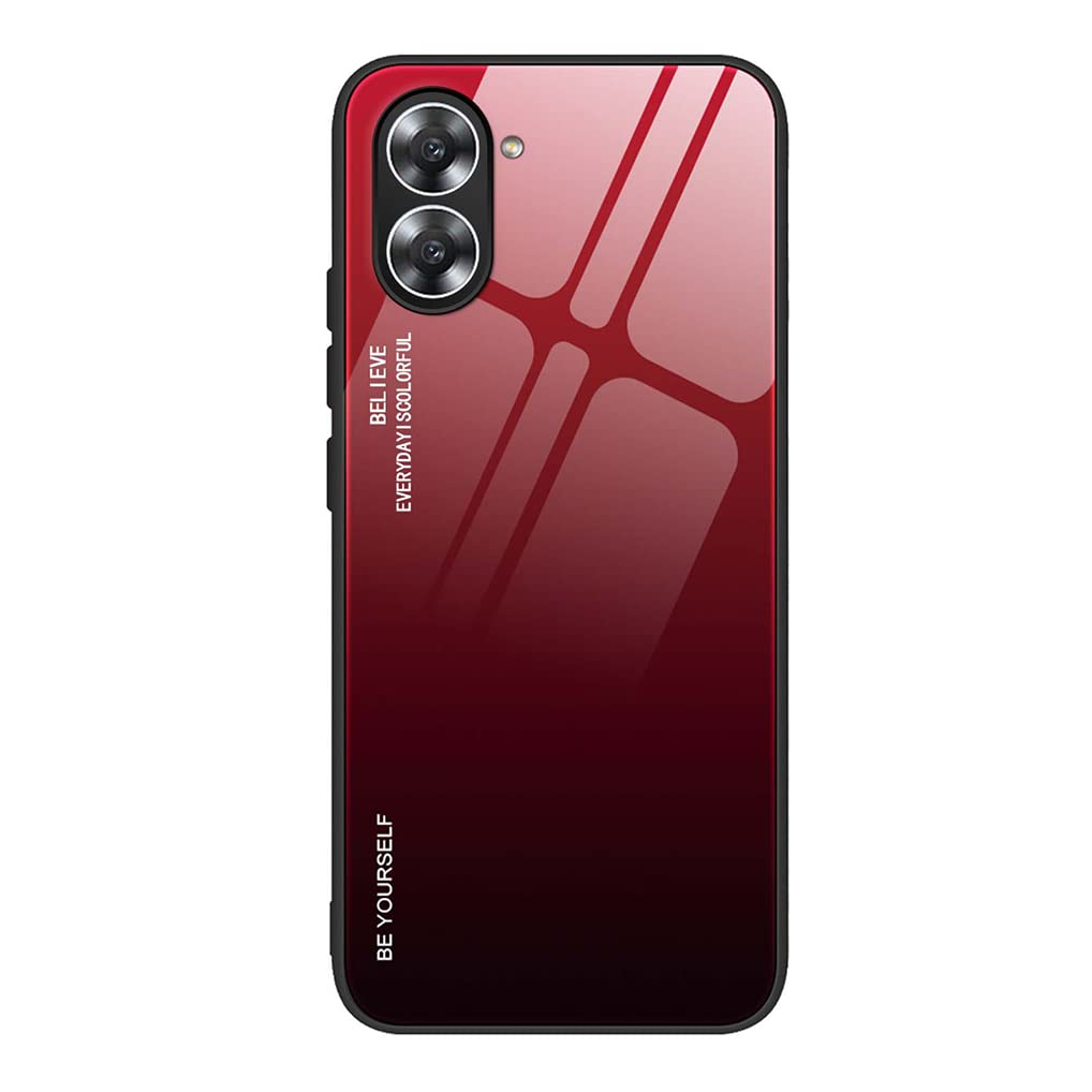 SEAHAI Cover per Realme 10 4G, Custodia Protettiva Ultra Sottile ed Elegante in Silicone TPU, Vetro a Colori Sfumato AntiGraffio Antiurto Case, Rosso Elegante