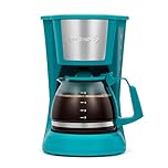 Holstein Housewares - 5-Cup Compact Coffee Maker, Teal - Convenient and User Friendly with Auto Pause and Serve Functions