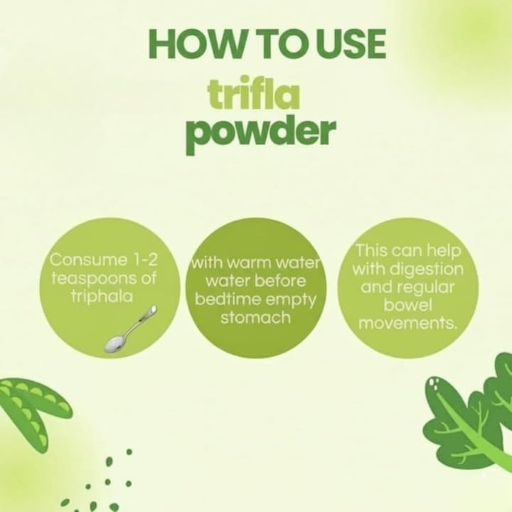 Organic Triphala Powder, Ayurvedic Churna, Herbal Blend of Harad, Bahad & Amla, Helps in Digestion & Bowel Movement, 100gm