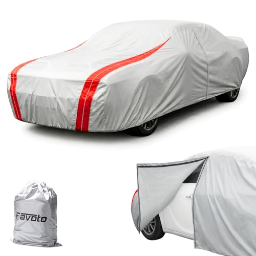 Image of Favoto Car Cover Waterproof Custom Fit for Dodge Charger 2006-2026 | Windproof Heavy Duty Car Cover for Automobiles Outdoor with Reflective Strips All Weather Rain Dust Snow UV Protection