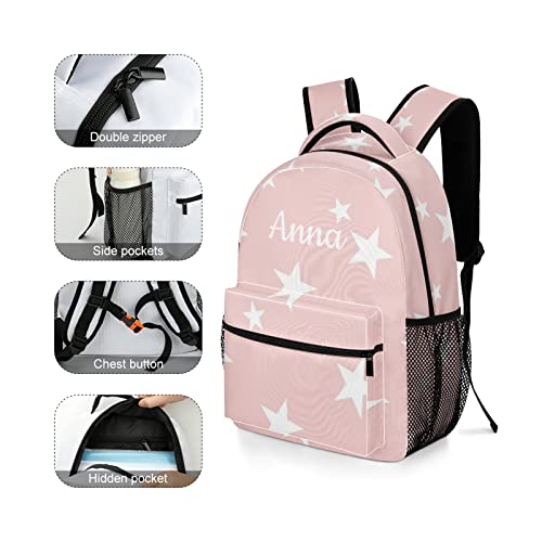 Pink With Stars Personalized School Backpack Waterproof Schoolbag For Kids Chidren Gift With Name #TOP3