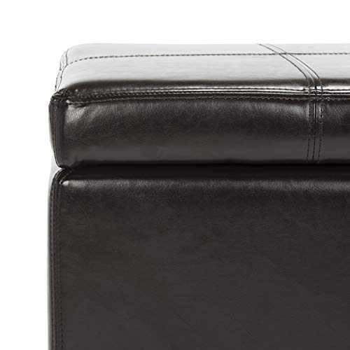 Safavieh Hudson Collection Williamsburg Brown Leather Square Storage Ottoman #TOP7