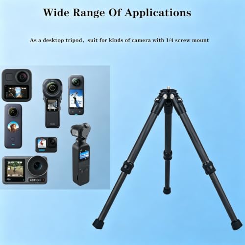 Lightweight Carbon Fiber Mini Tripod, 7/10.5 Inches Sturdy Desktop Tripod for Insta360 X5 X4 X3, Action Cameras, DSLR Cameras & Gimbal Stabilizers (Black) — view 4