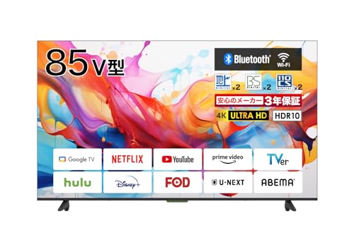 �y�ݒu���݁zBLUEWIDE 85V�^ 4K HDR Google TV �t�� �e���r W�`���[�i�[���� �X�}�[�g�e���r Bluetooth5.0 Wi-Fi �l�b�g����Ή� VESA �Ǌ|�� 85�C���` 85�^