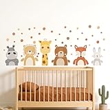 【Parfait pour Cadeau Naissance & Décoration】Ces stickers muraux animaux, stickers muraux chambre bébé, autocollants muraux animaux, stickers muraux enfants, avec girafe, ours, renard, lapin et panda, créent une ambiance nordique douce et poétique. Parfaits pour un cadeau naissance, baby shower, anniversaire ou décoration de pépinière bébé. Une façon simple d’ajouter un charme forêt, jungle ou safari à toute chambre d’enfant.