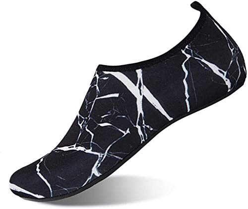 Water Shoes for Womens and Mens Summer Barefoot Shoes Quick Dry Aqua Socks for Beach Swim Yoga Exercise (Marble/Black, 38/39)
