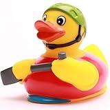 DUCKSHOP I Badeente Ruderboot I Quietscheente Kajak I L: 9,5 cm I Quietscheentchen I Geschenk für Kanuten I Präsent Sammler