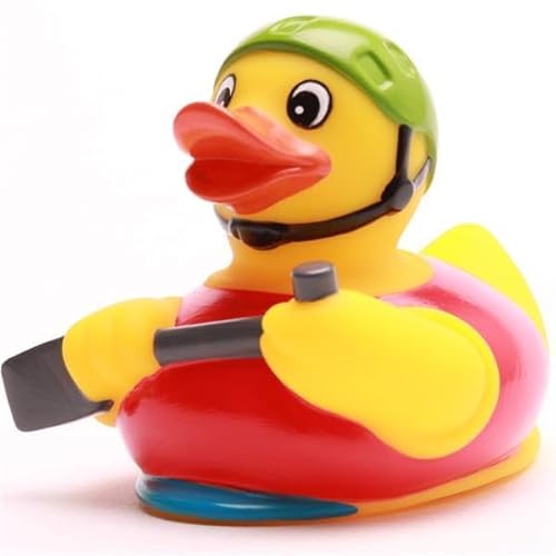 DUCKSHOP I Badeente Ruderboot I Quietscheente Kajak I L: 9,5 cm I Quietscheentchen I Geschenk für Kanuten I Präsent Sammler