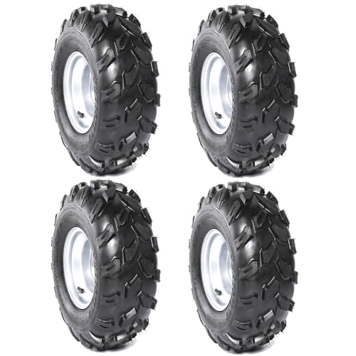 18x9.5-8 18x9.50-8 Tires and Wheels ATV Go Kart 18x9.5x8 Tubeless Tire with Rim 4 Stud for UTV ATV Golf Cart Buggy Quad Moped Dune Lawn Mower Turf 4 Wheeler Tricycle Drift Tike Mini Bike (1 Pack)