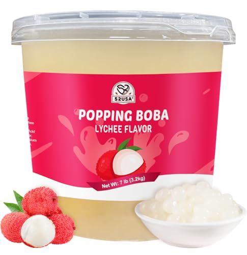 52USA Lychee Flavor Popping Boba Peals 7.05 Pound, Bursting Boba