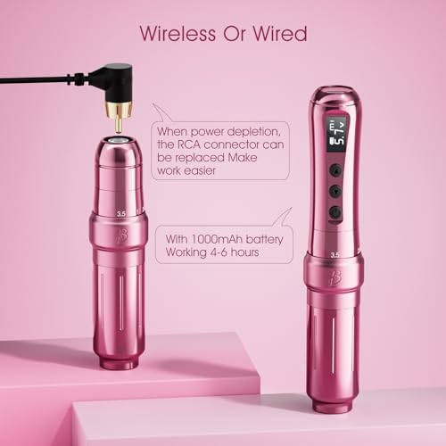 Biomaser UI Wireless Permanent Make-up Maschine Sechstakt verstellbarer kabelloser Stift mit 2 1000mAh Akku OLED Display für Permanent Make-up