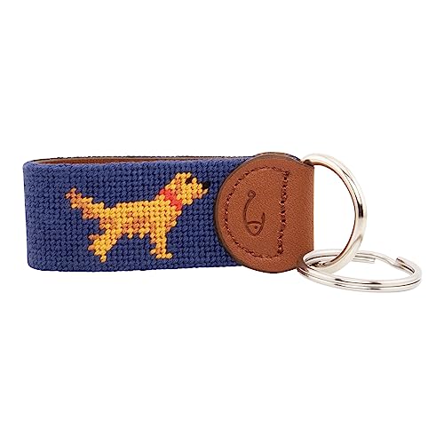 Image of Leather Hand-Stitched Needlepoint Key Fob or Key Chain