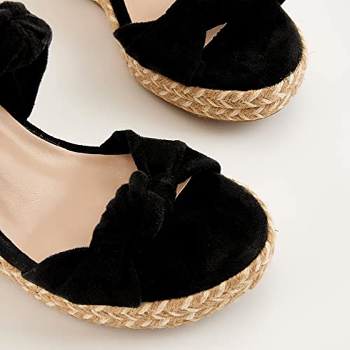 Womens Slip On Espadrilles Wedge Sandals Slides Platform Bow High Heeled Open Toe Summer Dress Mules Shoes #TOP6
