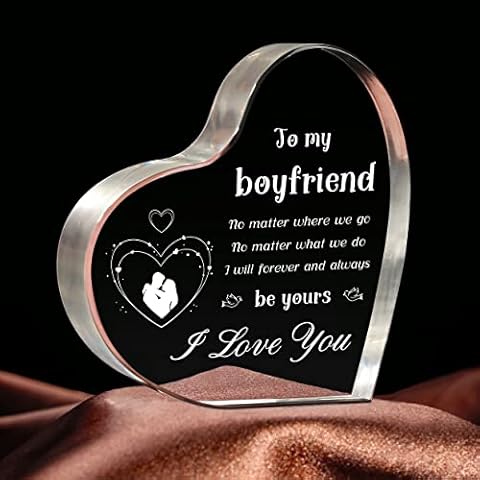 Valentines Gifts for Boyfriend,Boyfriend Birthday Gifts, Romantic Anniversary Birthday Presents for Boyfriend, Valentine's Day Gifts for Him Boyfriend, Cute Engraved Acrylic Keepsake Paperweight Cover