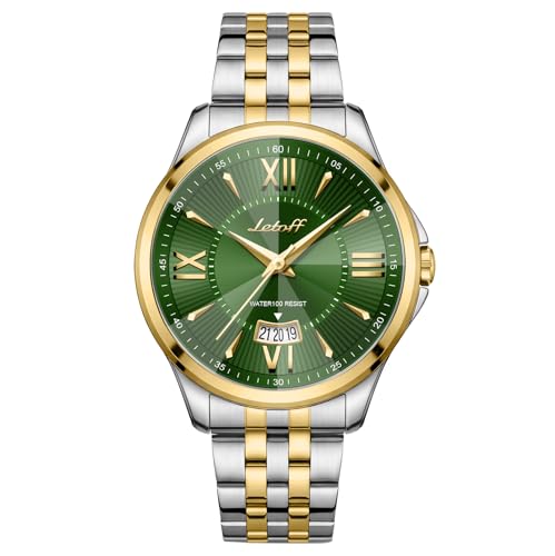 Image of Letoff Men's Analog Watch,Tool-Free Adjustable Clasp, Water Resistant 100ft, Roman Numeral Dial, Stainless Steel Case & Strap, Perfect for Business & Casual Wear
