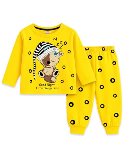 Image of Kuchipoo Girls Cotton Night Suit Set | Full Sleeve Printed Top & Pajama | Soft & Breathable Sleepwear | Comfortable Elastic Waist | Pack of 3