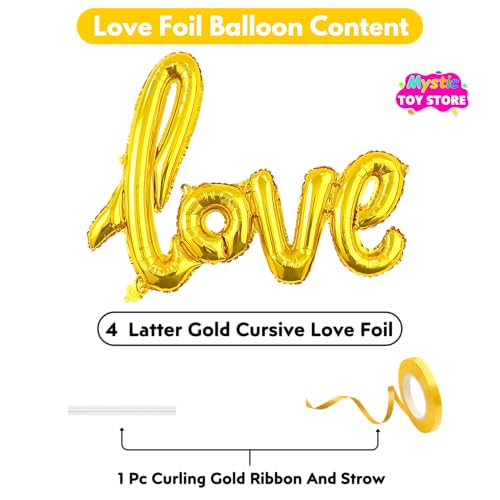 Image of Love Banner Gold for Birthday Wedding Home Boys Girls Men Women Foil Balloon Decoration Decor Celebration Golden