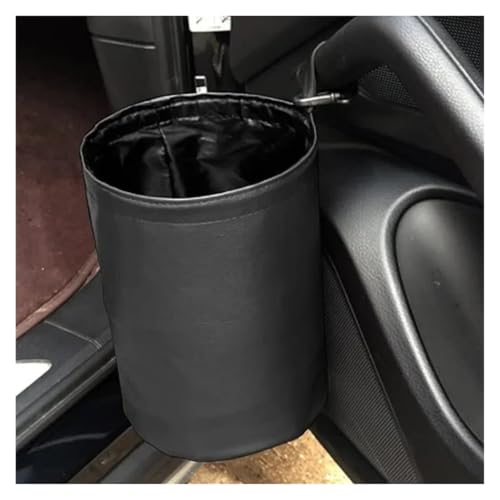 Cubo de basura para coches plegable e impermeable en cuero PU 5
