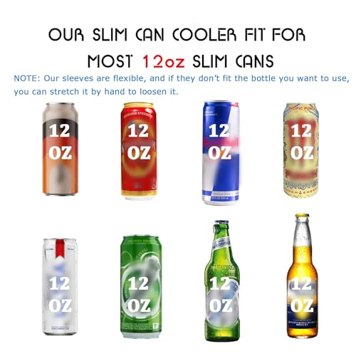 LYDTICK 8 Pcs Slim Can Coolers Sleeves For 12oz Slim Beer & Hard Soda, Tall Skinny Can Cooler Holder Colorful Neoprene Bottle Insulator Perfect For Christmas Parties Valentines Day Gifts (Animal) - Thumbnail 4