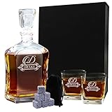 Personalized Whiskey Decanter, Custom Engraved Liquor Decanter Gifts - 23 Oz - Fancy Design - Free Engraving