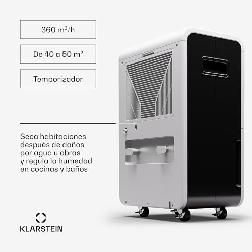 Klarstein Elektryczny osuszacz powietrza do 50 m2, inteligentny osuszacz powietrza do mieszkania, łazienki i piwnicy, cichy, elektryczny osuszacz powietrza z aplikacją WLAN IoT, suszarka budowlana o