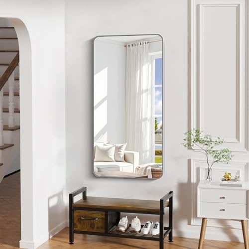 Image of DESBING 24 inch x 48 inchBathroom Mirror, Sliver Wall Mirror with Metal Frame, Decorative Rectangular Vanity Mirror for Bedroom Bathroom Living Room Entryway (Horizontal /Vertical)