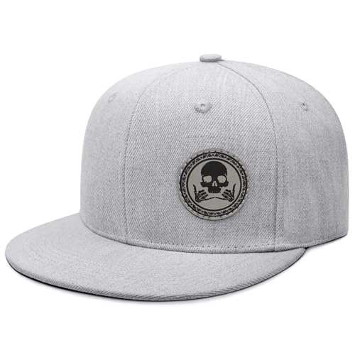 Image of Flat Brim Hats for Men - Gothic Style Skull Hat Leather Pattern - Hip-Hop Snapback Hat Skeleton Hats for Men
