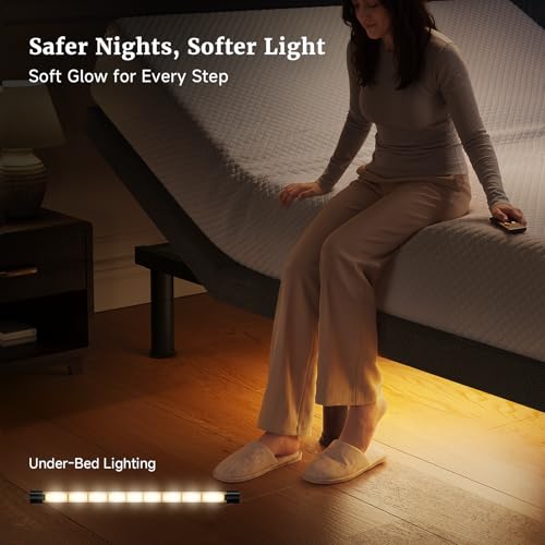 Image of Tami Tami T450 Adjustable Bed Frame Split King Size with Remote & Nightlight - Syncable Electric Beds Bases with Head & Foot Incline, Zero Gravity, 3 height-adjustable legs, Quiet Motor, Easy Assembly