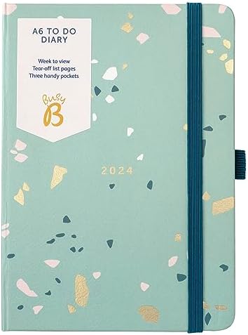 Busy B A6 To Do Diary January to December 2024 - Terrazzo - Week to View Diary with Notes, Tear-Out Lists & Pockets