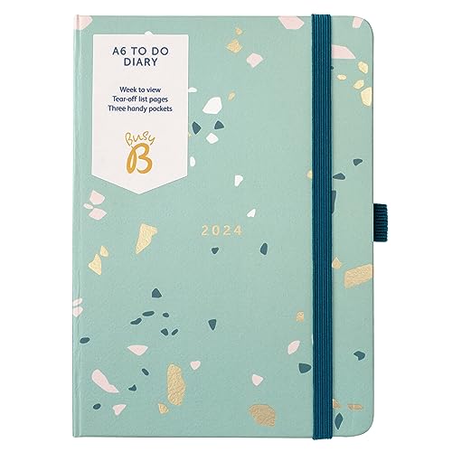 Image of Busy B A6 To Do Diary January to December 2024 - Terrazzo - Week to View Diary with Notes, Tear-Out Lists & Pockets