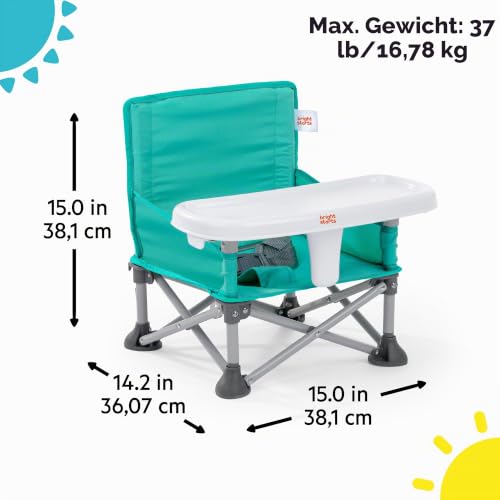 Bright Starts Pop ’N Sit Tragbare Sitzerhöhung, für drinnen und draußen, Bodensitz mit Essenstablett, Blaugrün, 6 Monate - 3 Jahre – Ansicht 8