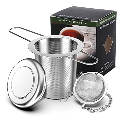 Geepen Tea Strainer Tea Infuser Stainless Steel Tea Filter for Loose Tea with Extra Fine Mesh Tea Steeper Fits Standard Cups Mugs and Teapots (Pack of 2) Cover