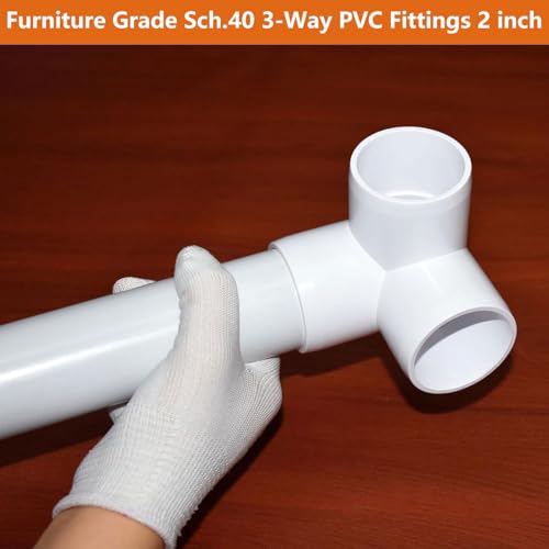 letsFix 2\" PVC Fittings 3 Way (4-Pack), PVC Pipe Connector PVC Elbow, Furniture Grade for Heavy Duty DIY PVC Structure & Frames -Fits 2\" Sch. 40 PVC Pipes - Thumbnail 2