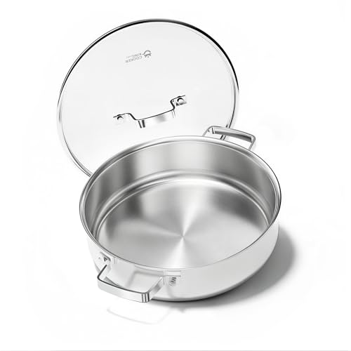 COOKER KING 5Qt Saut Pan w/Lid Stainless Steel Braiser Chicken fryer