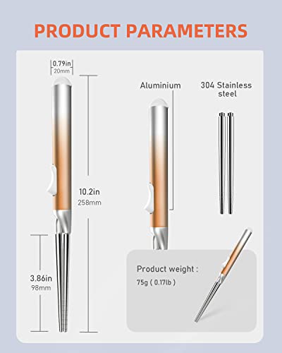 Irojeef Autosticks Chopsticks, Metal Chopsticks Set Press Chopstick Beginner Chopsticks, Chopsticks Assistant, Easy Chopsticks, Super Portable Easy To Clean (Gold) #TOP5